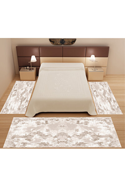 stylehome DİJİTAL BASKILI MAKİNADA YIKANABİLİR 3'LÜ YATAK ODASI HALISI ( 2 AD...