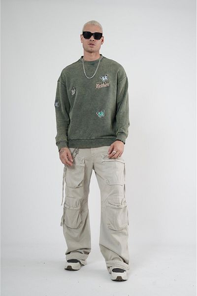 king brich Φούτερ με λαιμόκοψη με απλικέ Oversize Fit