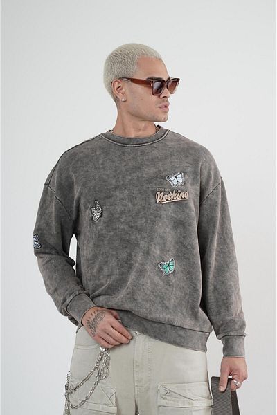 king brich Φούτερ με λαιμόκοψη με απλικέ Oversize Fit