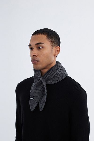 Nordbron Eșarfă unisex gri cu design modern - acrilic moale gros, aspect cu noduri cu detaliu eșarfă