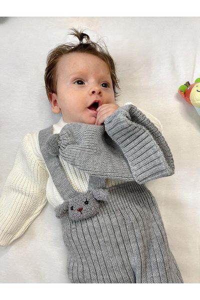 Minizade Unisex 3-Piece Premium Suit with Hat Knitted Sweater