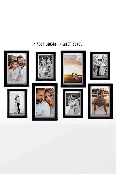 yhfoto 4 Pcs Black Frame - Wood Mdf Pvc, 30X40 and 20X30 Size Photo Frame