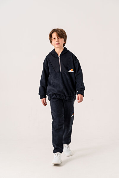 Mışıl Kids Embroidered Fleece Boys' Bottom-Top Tracksuit Set