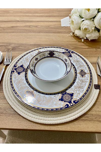 harev home collection 6 Ψάθινες Πιάτες / American Service Lux Παρουσίαση Πιάτο Πατάκι 32 cm