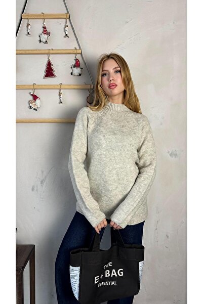 Angel Mia Pulover de culoare piatră guler ridicat Yumoş