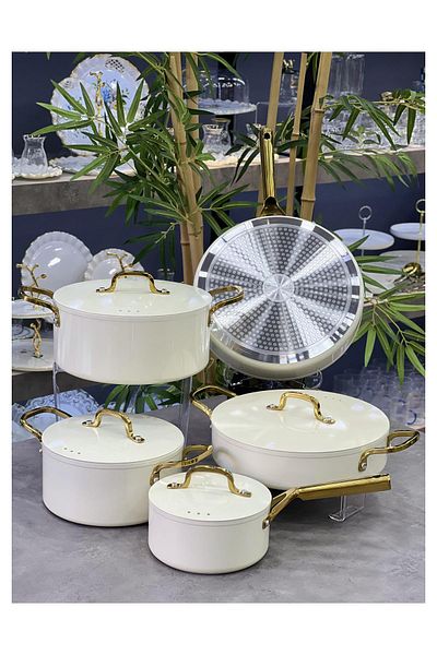 AROW Olbia 9 Piece Luxury Cast Ceramic Coating Cookware Set