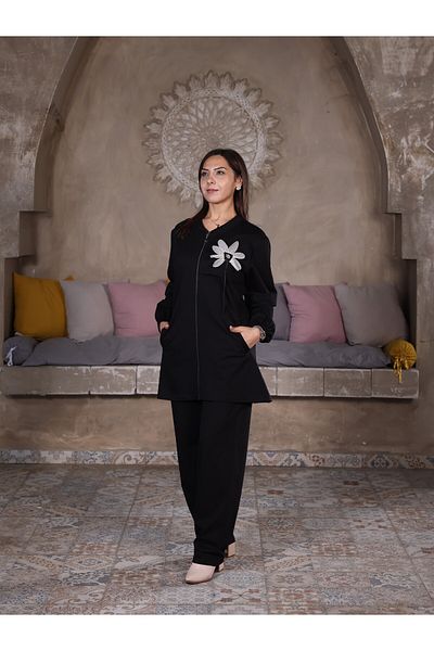 Fazilet Aslan Compact Floral Detailed Zippered Double Set