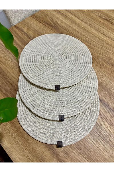 harev home collection 6 Ψάθινες Πιάτες / American Service Lux Παρουσίαση Πιάτο Πατάκι 32 cm