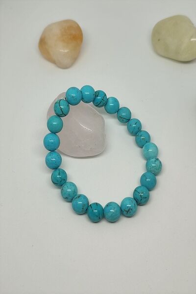 badeaccessories سوار من الحجر الطبيعي الفيروزي الفيروزي الحقيقي المعتمد