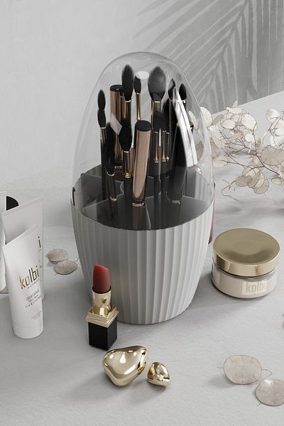 Fesya Home White Makeup Organizer with 7 Compartments - Multi-Purpose Organizer with Dome Cover