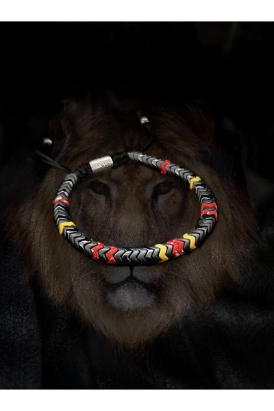 EAST&WEST 925 Ayar Gümüş Colorful Serisi Hematit Taşı Bileklik-Galatasaray, A...