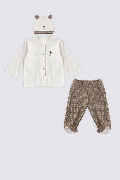 Skygo Baby Boy Polo Booties 3 Piece Set - Usb1498 Cream