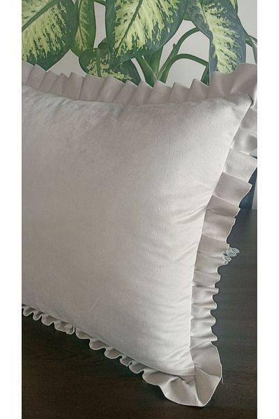 Rüyam Husă de pernă cu model decorativ cu volane de culoare bej