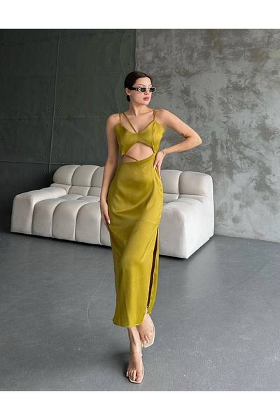 Sıppa Satin Dress with Piping Detail