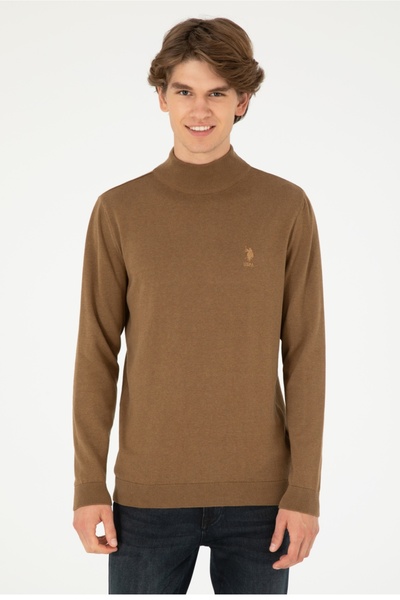 U.S. Polo Assn. U.S. Polo Assn. Плетен пуловер с половин цип и тясна кройка з...