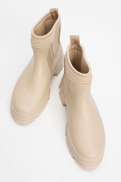 LuviShoes Γυναικείες μπότες βροχής PLOYE Beige