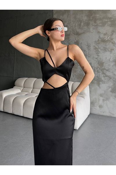 Sıppa Satin Dress with Piping Detail