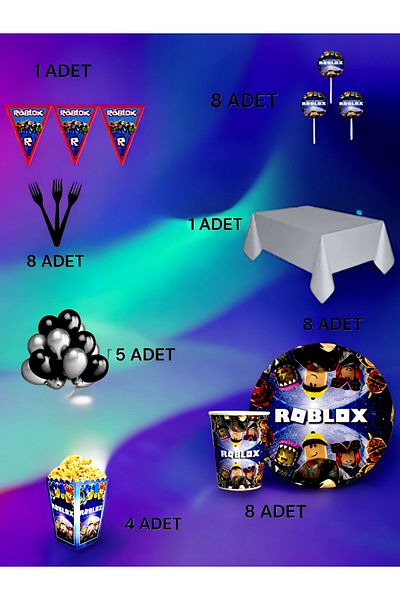 VibeHome 8-Person Roblox Themed Luxury Set - Birthday Party and Fun Events