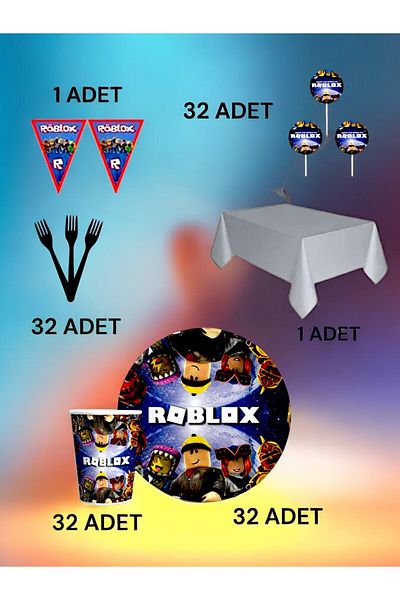 VibeHome Roblox Themed Premium Set for 32 - Birthday Party and Fun Events