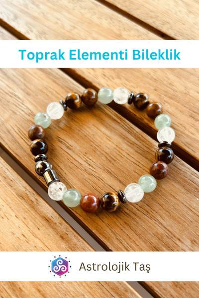 Tasarım Sertifikalı Toprak Elementi Doğal Taş Bilekliği