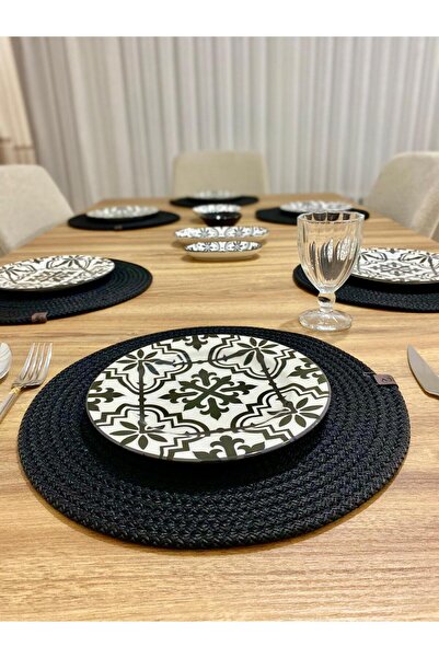 harev home collection 6 Adet Hasır Supla / Amerikan Servis Lux Sunum Tabak Al...