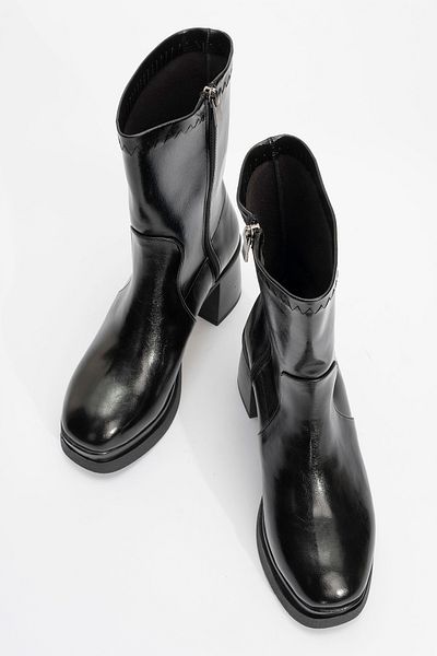 LuviShoes BECK Μαύρες γυναικείες μπότες με τακούνι πλατφόρμας