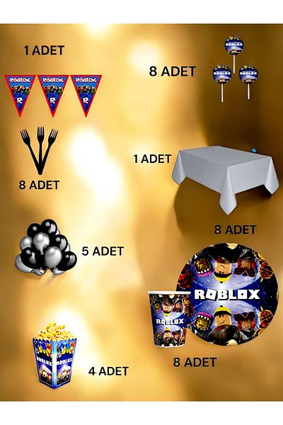 VibeHome 8-Person Roblox Themed Luxury Set - Birthday Party and Fun Events