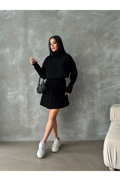 Cistern İstanbul Women's High-Top Sweater Pleated Skirt Knitwear Set