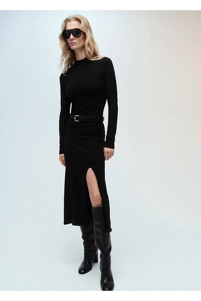 MANGO Woman Knitwear dress with side slits