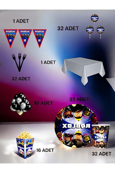 VibeHome Roblox Themed Luxury Set for 32 - Birthday Party and Fun Events