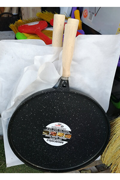 Efsoon Organics مقلاة فطيرة من الجرانيت مقاس 36 سم بيتزا Lahmacun - يمكن استخدامها في الفرن بمقبض قابل للإزالة