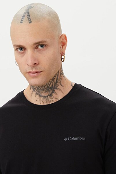Columbia Ανδρικό μπλουζάκι Columbia CSC M Basic SM Logo LS TEE με μακρύ μανίκι - Μαύρο