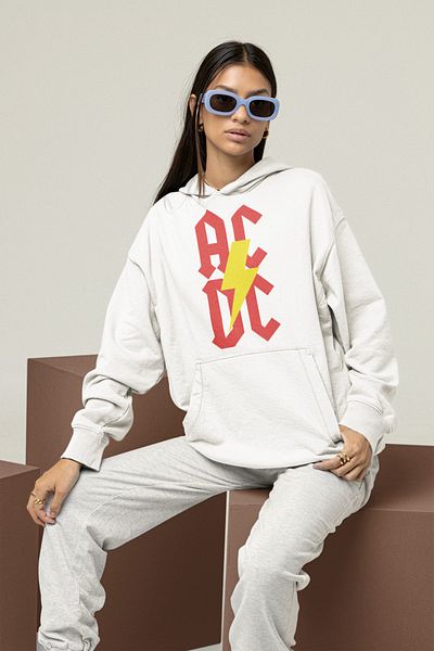 SEVBANO Rock Metal Music Band Ac Dc Printed Unisex Oversize Hoodie
