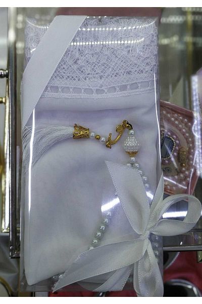 HMZ Σετ μαντίλας προσευχής και χάντρες προσευχής με δώρο Guipure