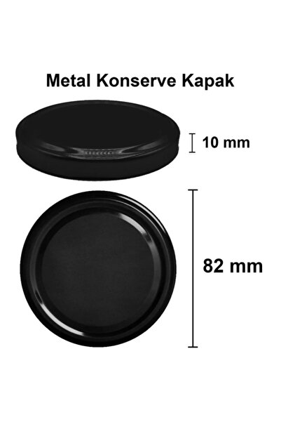 E Züccaciye 82 mm Metal Konserve Kapağı Siyah 82 pp Kavanoz Kapak 10 Adet