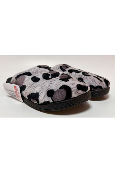 GEZER Velvet Leopard Patterned Comfortable Sole Lightweight Women's Winter House Slippers