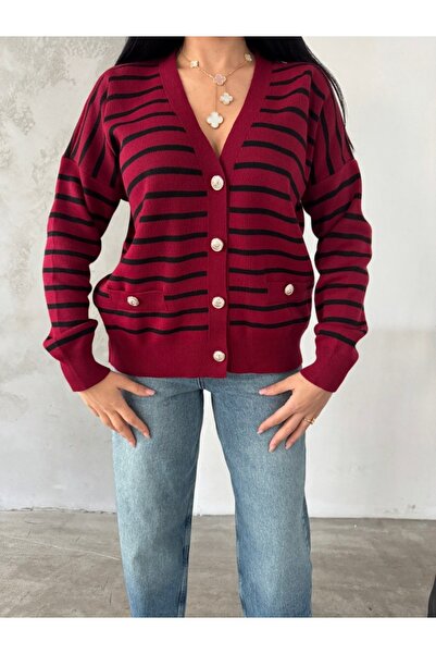 sportiness TRICO CARDIGAN OVERSIZE CU DETALII DE BUSTĂ CU BUTON CU DUNĂ