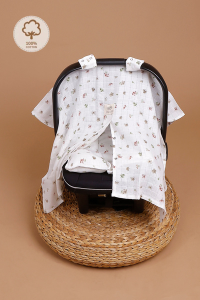 JUNİPERUS 2'li Müslin Bebek Puset Örtüsü Puset Minderi Ortopedik Bel Destekli