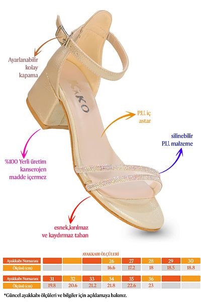 KARAMAZI Karamazı Kids Sona Daily Girl's Sandale cu toc de 4 cm Pantofi