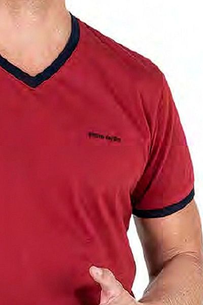 Pierre Cardin 6046 Ανδρικό κοντομάνικο σετ πιτζάμες από χτενισμένο βαμβάκι-μπορντό