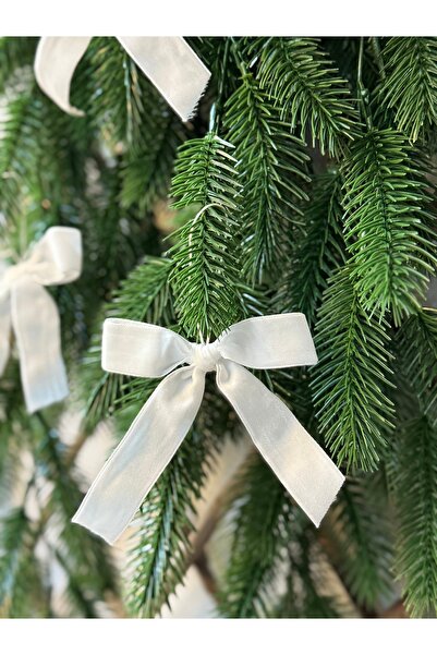 Motif Aksesuar 5 Pieces New Year Christmas Tree Ornament White Velvet Handmad...