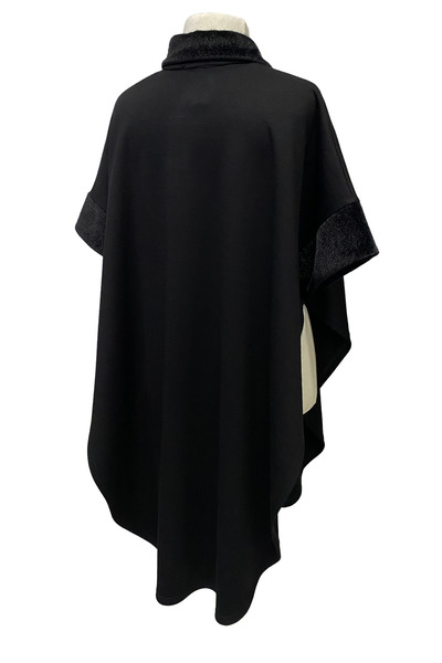 Giyinen Mağazaları Black Cantürk Plus Size Zippered Shirt Collar Steel Mesh Poncho