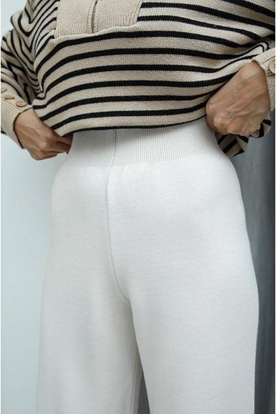 ASEL FASHİON KNITWEAR TROUSERS STEEL KNITTED ECRU