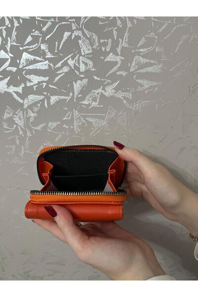 DEV 3 ADAM Women's Orange Multi-Eye Zippered Soft Leather Stylish Wallet with Coin Compartment and Card Holder Compartment
