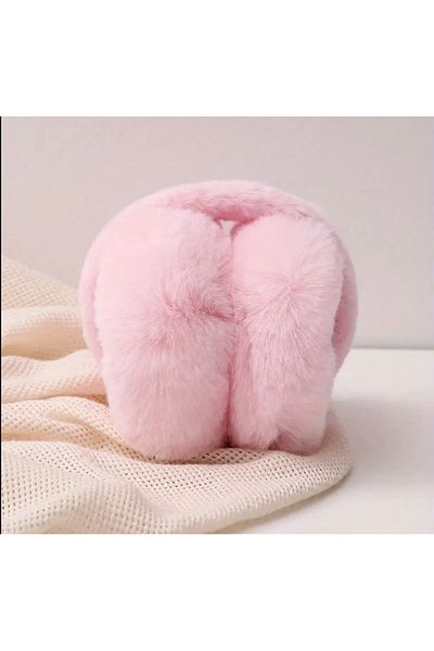 MEKİK BUTİK Pink Plush Earmuff - Ear Cover - Ear Beanie