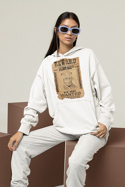 SEVBANO Reward Sub-Zero Wanted Printed Unisex Oversize Anime Hoodie