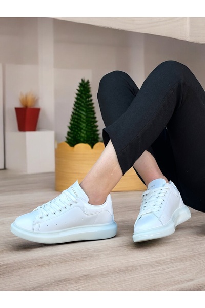 SOLAZER Αθλητικά παπούτσια με δερμάτινο κορδόνι από μικροΐνες, ορθοπεδικά διαφανή ελαφριά σόλα με μπαλόνι