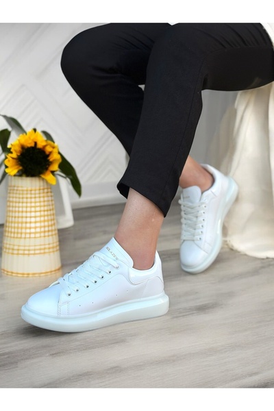 SOLAZER Αθλητικά παπούτσια με δερμάτινο κορδόνι από μικροΐνες, ορθοπεδικά διαφανή ελαφριά σόλα με μπαλόνι