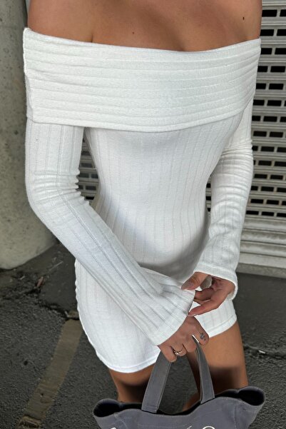 New Now Madonna Collar Shardoned Knitting Short Dress