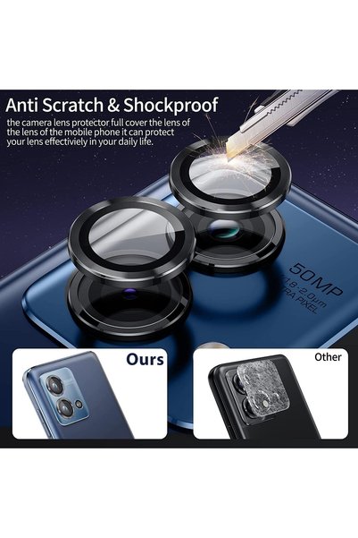 USIDE Xiaomi Redmi Note 13 Pro 5g Compatible 9h Camera Protective Glass Metal Frame Black Set of 2